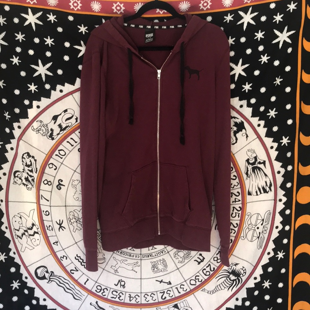 Maroon VS PINK Full Zip Hoodie